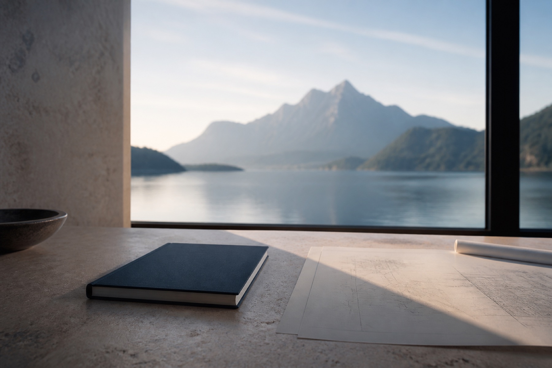 Ruhiger Arbeitsplatz mit Blick auf Traunsee und Traunstein